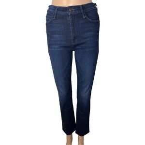 Mother The Mid Rise Dazzler Ankle Straight Leg Stretch Dark Wash Jeans